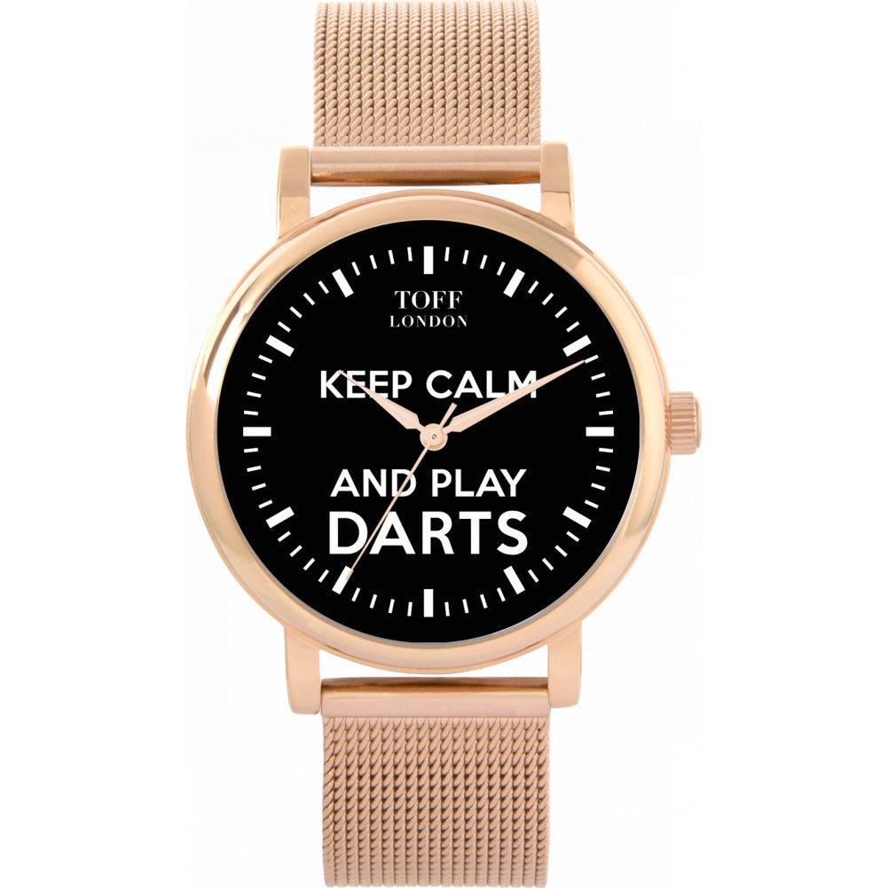 Ladies Black Keep Calm And Play Darts Batons Watch