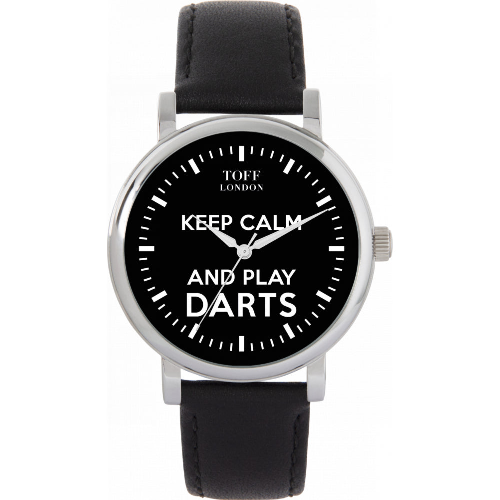 Ladies Black Keep Calm And Play Darts Batons Watch
