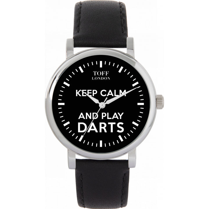 Ladies Black Keep Calm And Play Darts Batons Watch