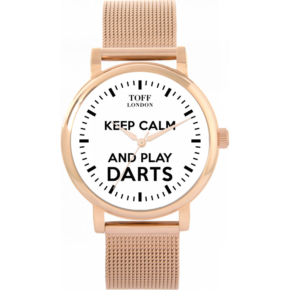 Ladies White Keep Calm And Play Darts Batons Watch
