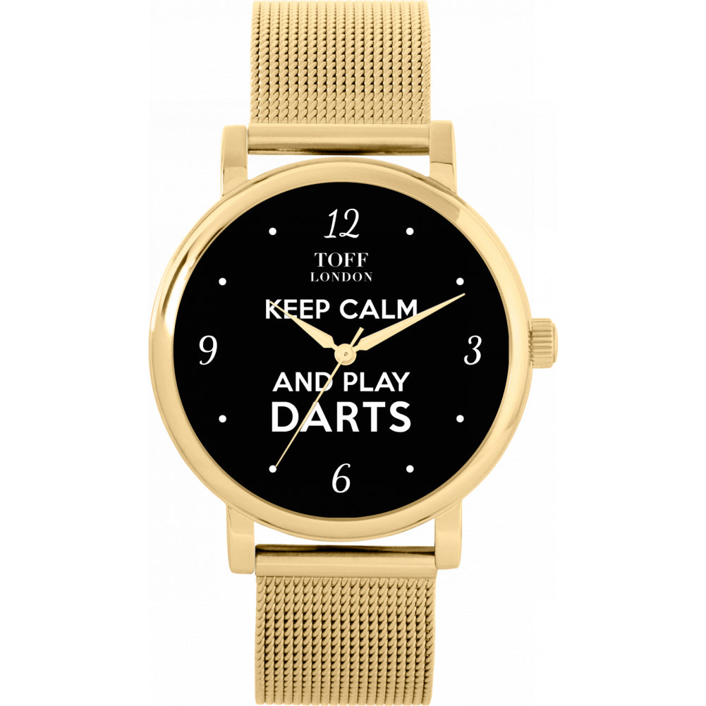 Ladies Black Keep Calm And Play Darts Batons Watch
