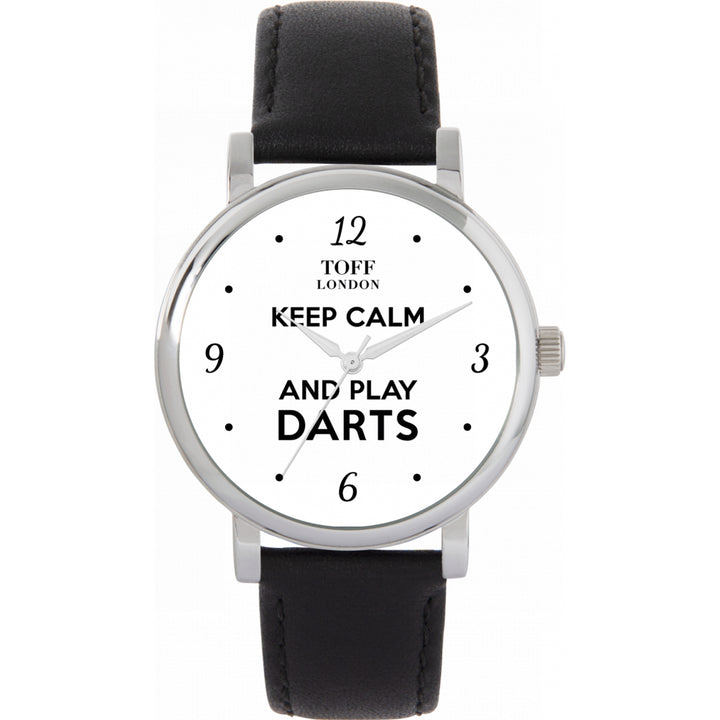 Ladies White Keep Calm And Play Darts Batons Watch
