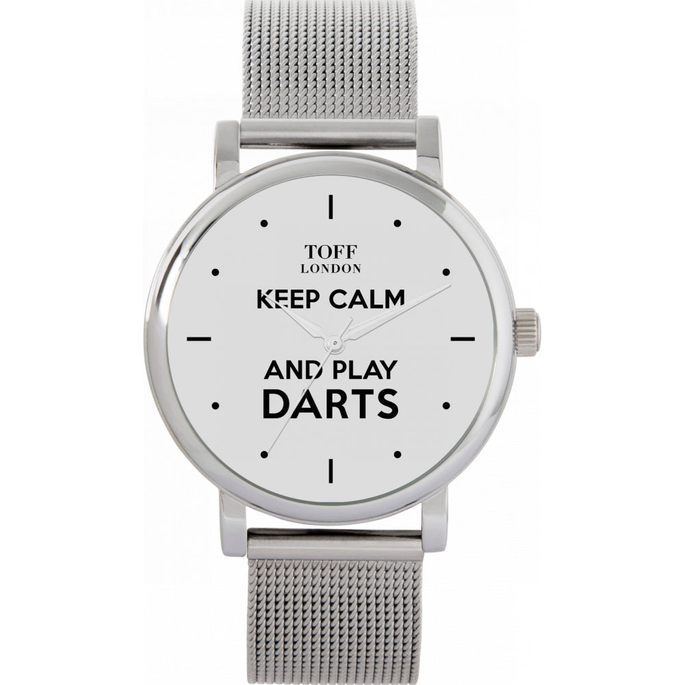 Ladies Grey Keep Calm And Play Darts Batons Watch