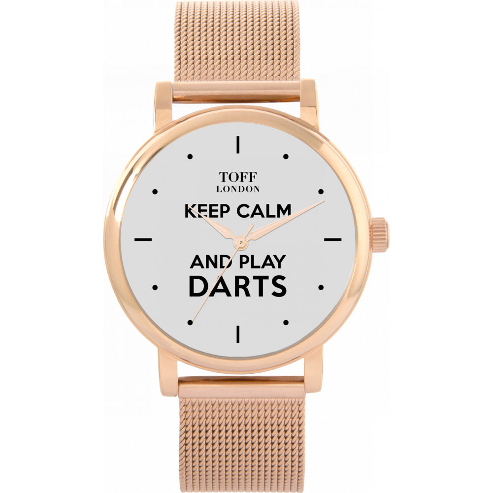 Ladies Grey Keep Calm And Play Darts Batons Watch