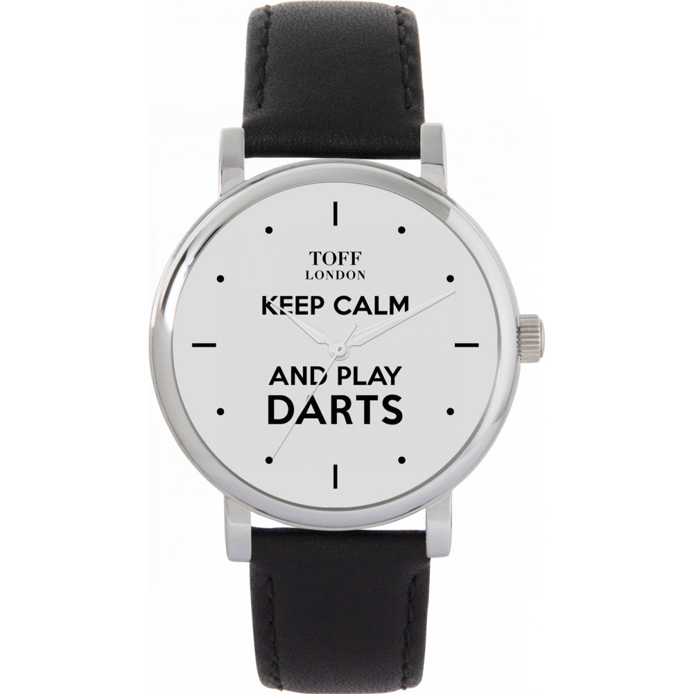 Ladies Grey Keep Calm And Play Darts Batons Watch