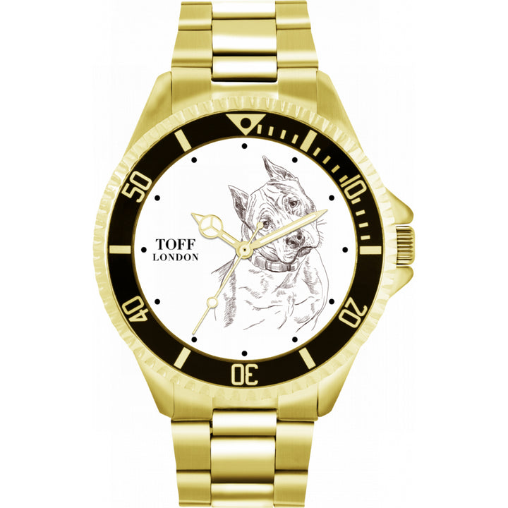 Mens Staffordshire Terrier Dog Sketch Watch