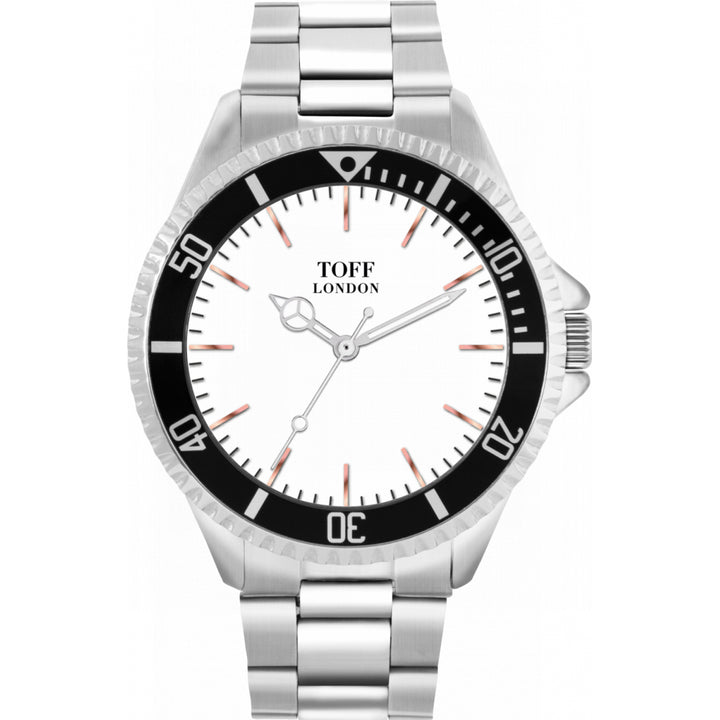 Mens Traditional White And Rose Gold Batons Watch