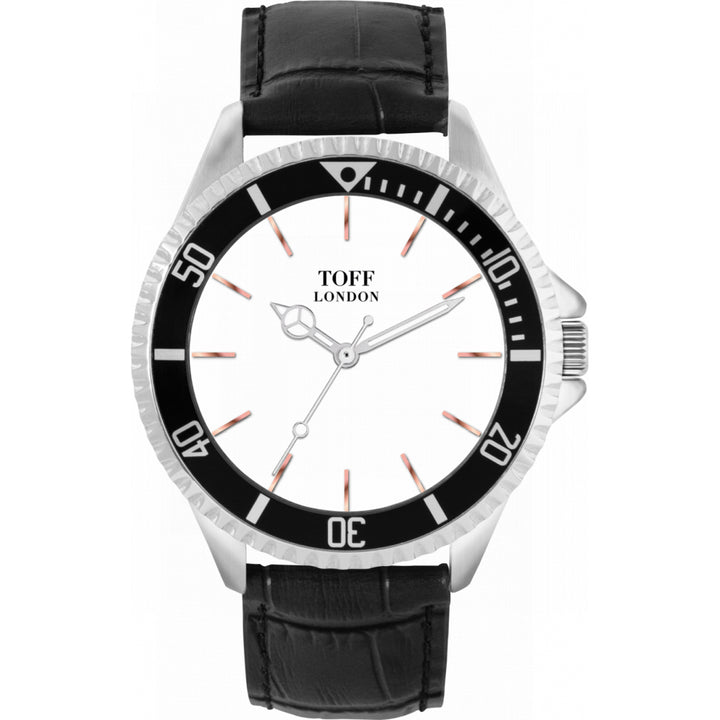 Mens Traditional White And Rose Gold Watch