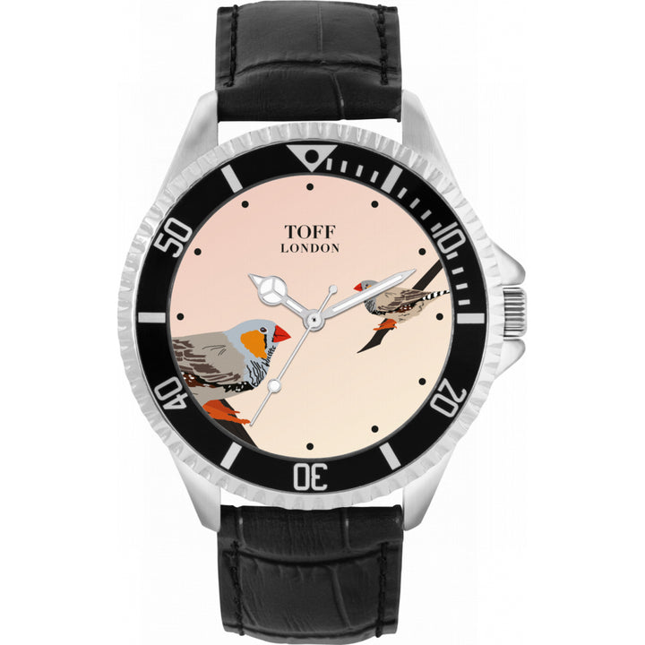 Mens Grey Two Finches Bird Watch