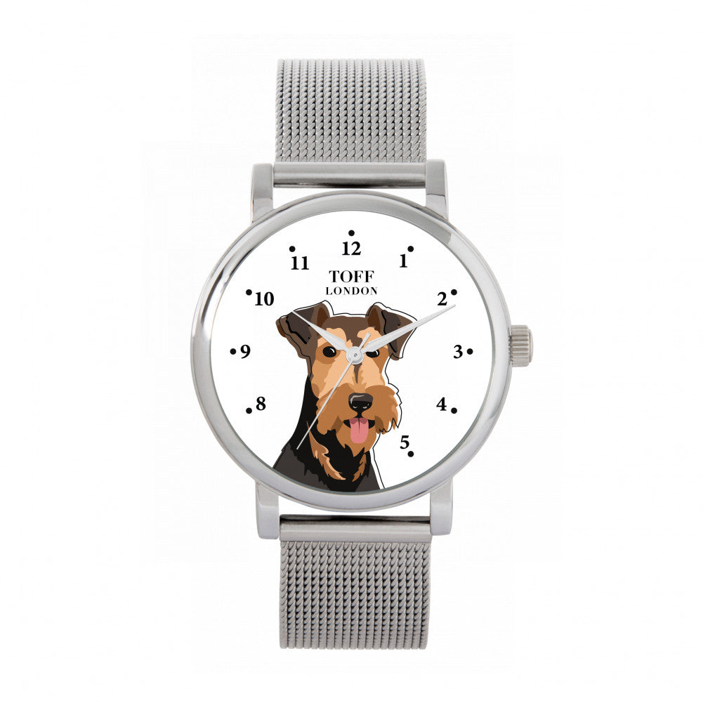 Ladies Airedale Terrier Dog Head Watch