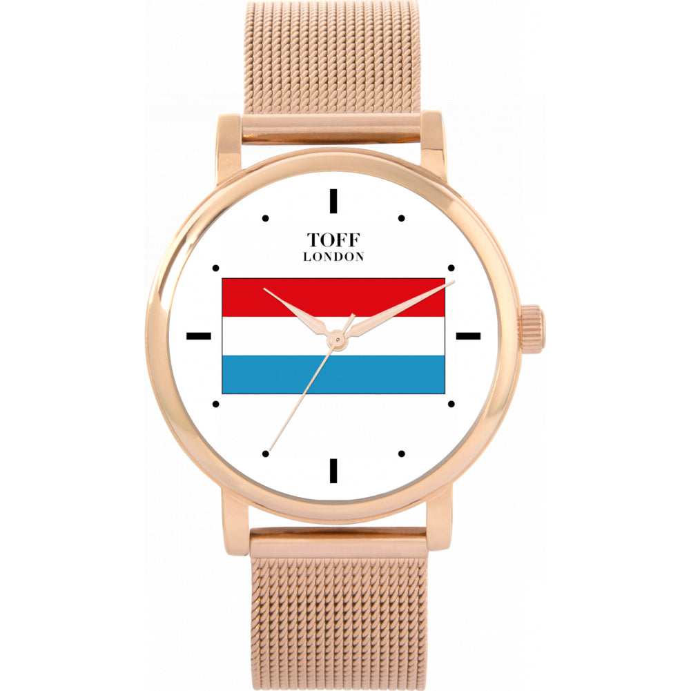 Ladies Luxembourg Flag Watch