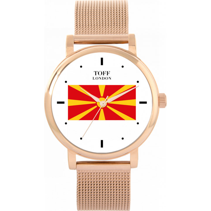 Ladies North Macedonia Flag Watch