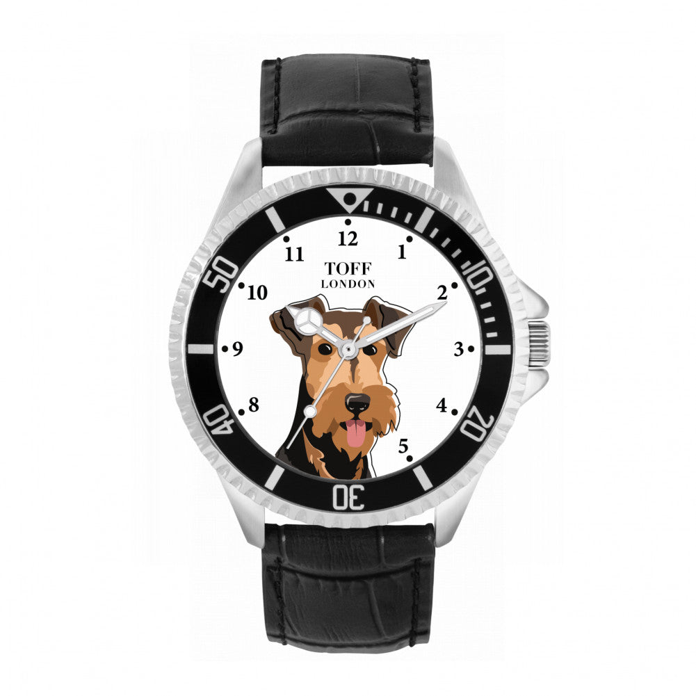 Mens Airedale Terrier Dog Head Watch