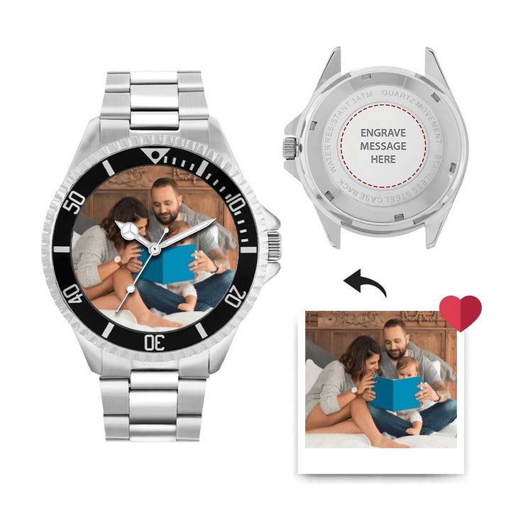 Mens Personalised Photo Gift Watch