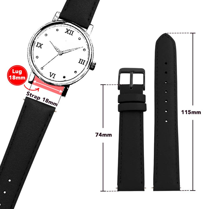 Leather Black Strap with Black Buckle