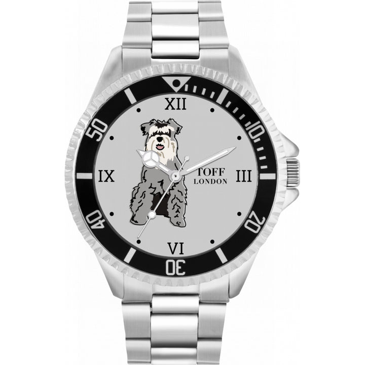 Mens Grey Miniature Schnauzer Dog Watch