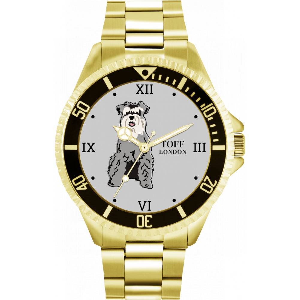 Mens Grey Miniature Schnauzer Dog Watch