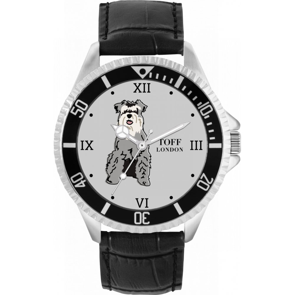 Mens Grey Miniature Schnauzer Dog Watch