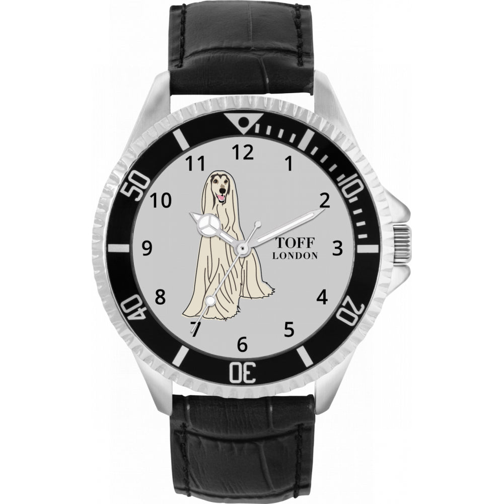 Mens White Afghan Hound Dog Watch