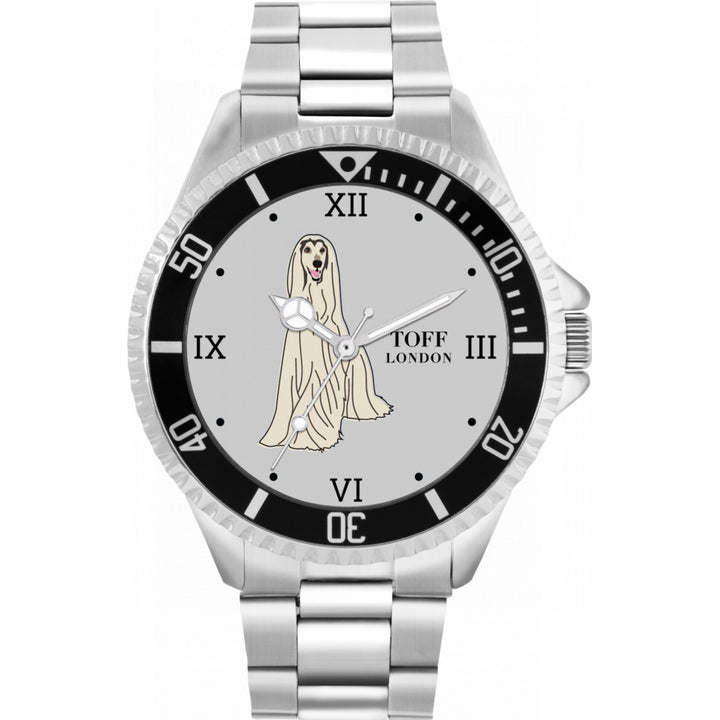 Mens White Afghan Hound Dog Watch