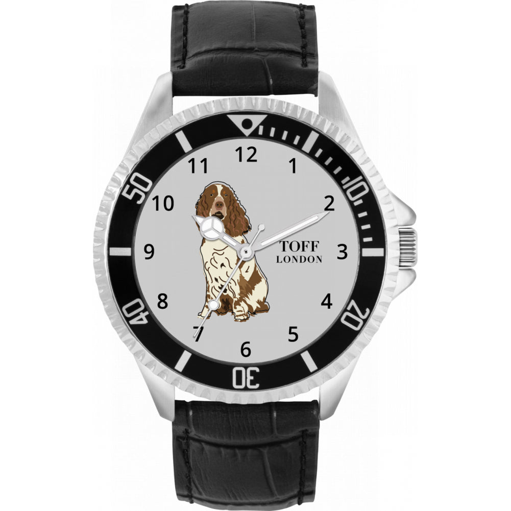 Mens Brown And White Springer Spaniel Dog Watch