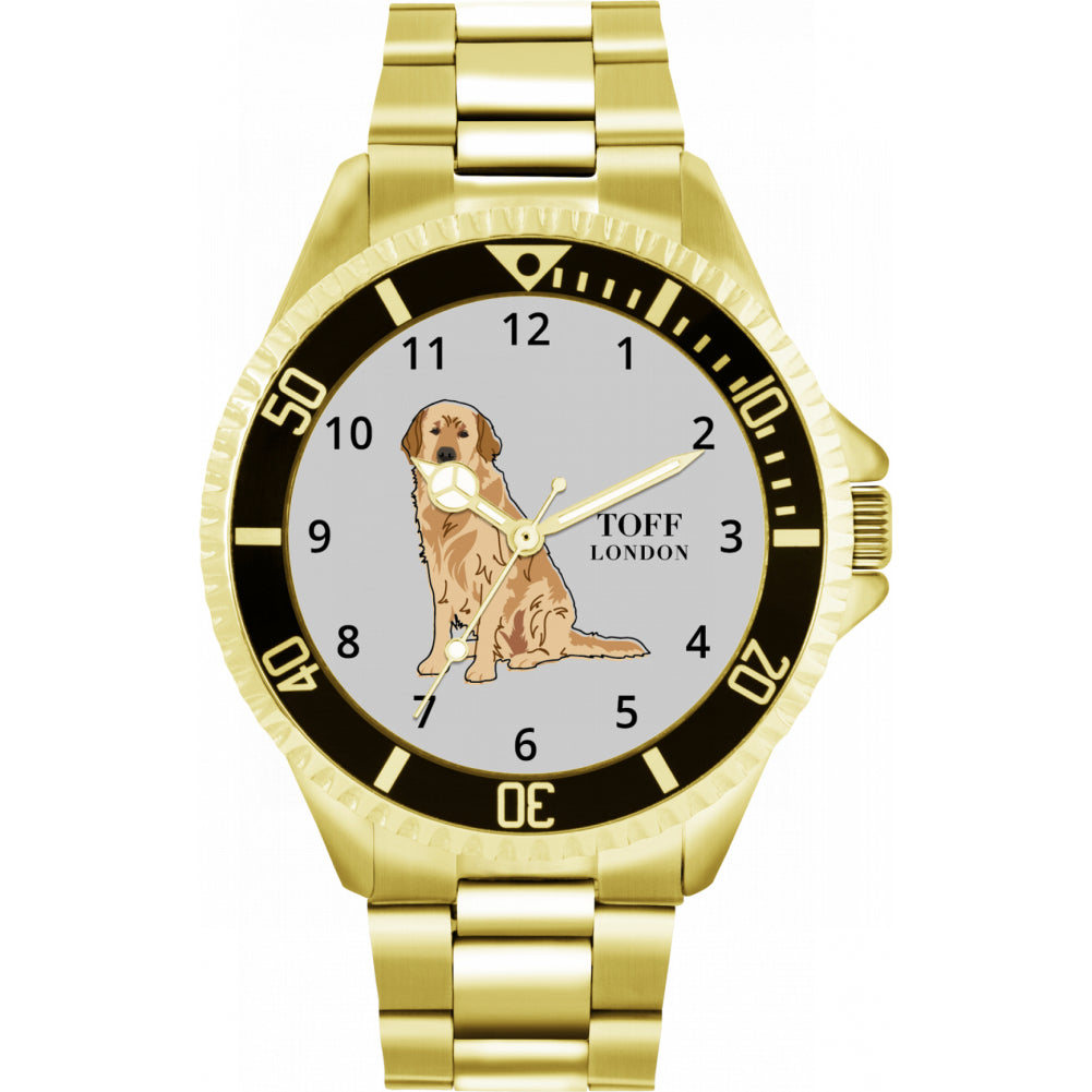 Mens Beige Golden Retriever Dog Watch