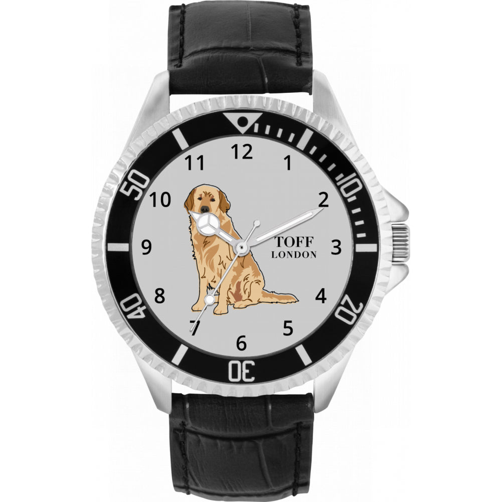 Mens Beige Golden Retriever Dog Watch