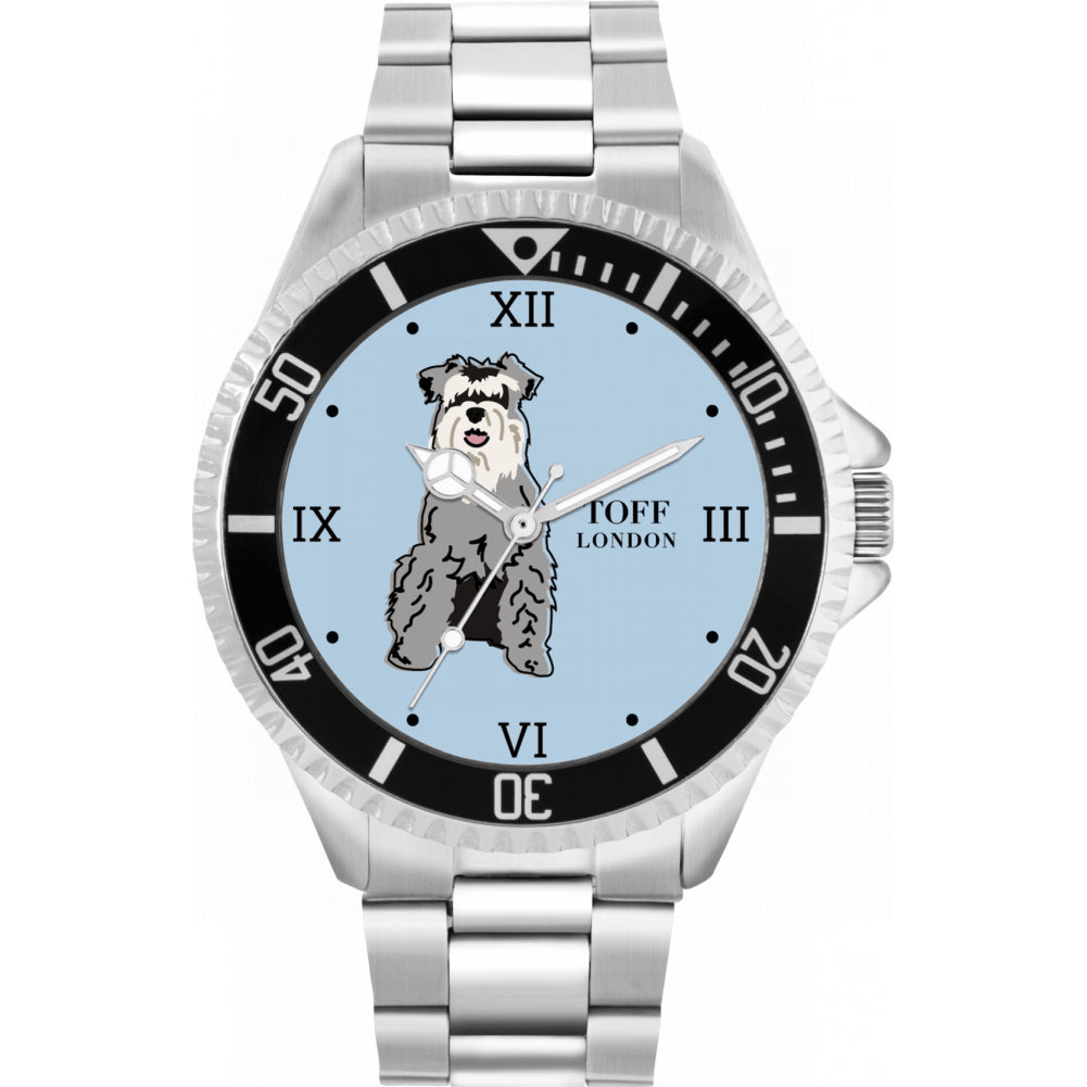 Mens Grey Miniature Schnauzer Dog Watch