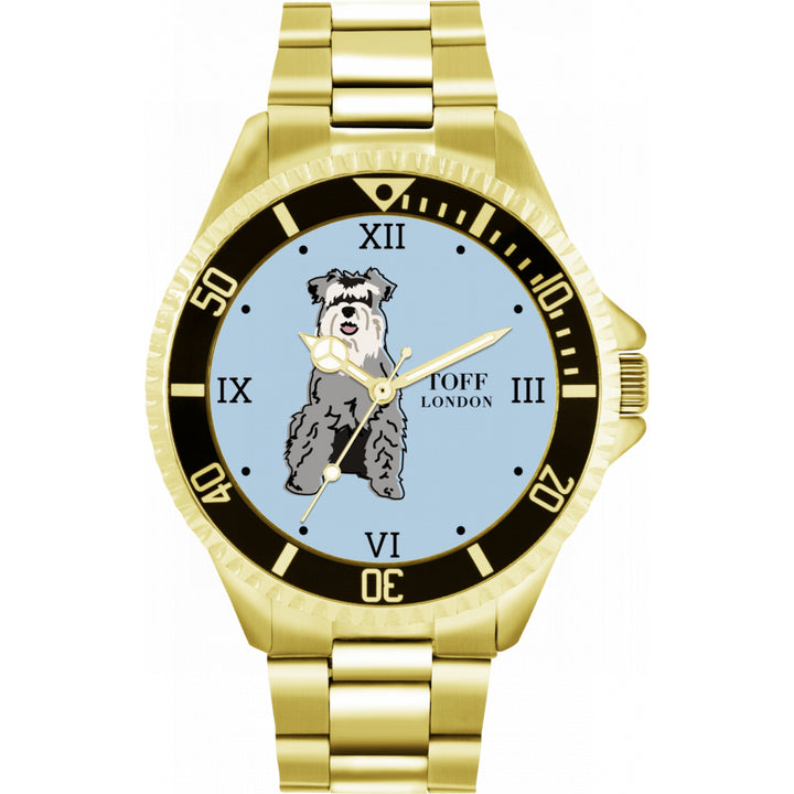 Mens Grey Miniature Schnauzer Dog Watch