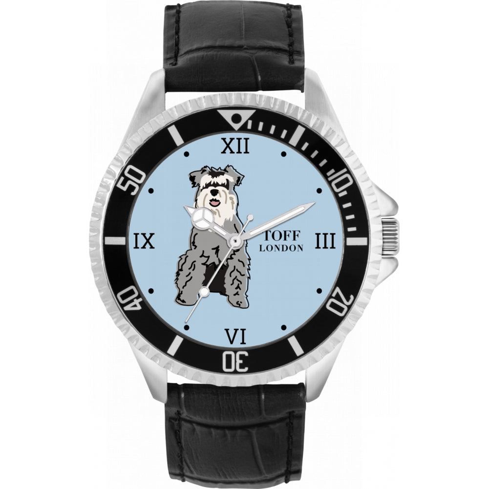 Mens Grey Miniature Schnauzer Dog Watch