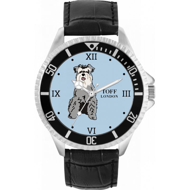 Mens Grey Miniature Schnauzer Dog Watch