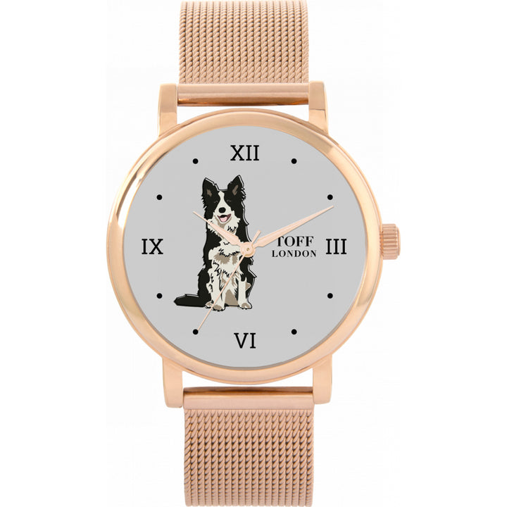 Ladies Black And White Border Collie Dog Watch