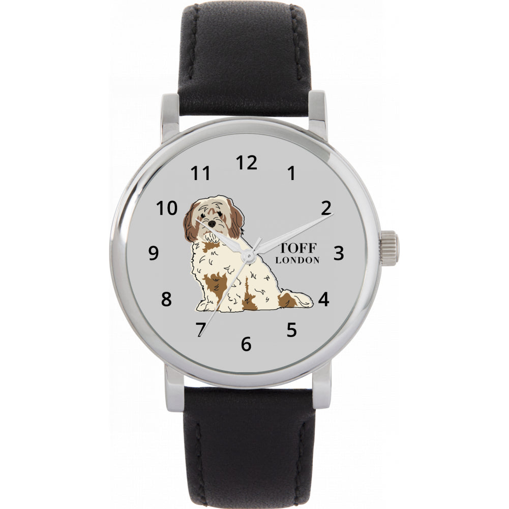 Ladies Beige Brown Cavachon Dog Watch