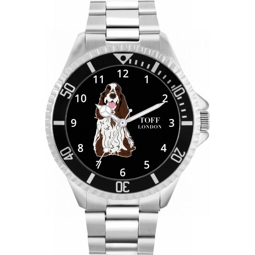 Mens Brown And White Cocker Spaniel Dog Watch