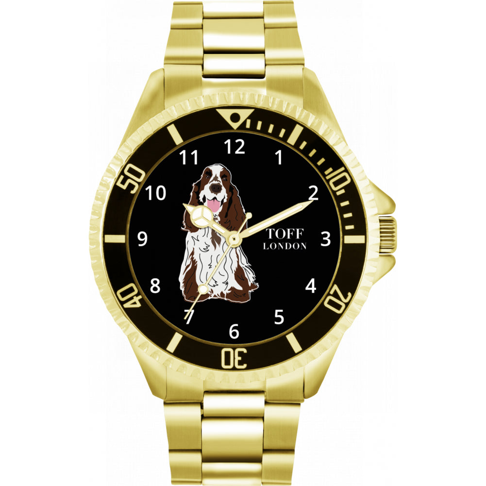 Mens Brown And White Cocker Spaniel Dog Watch