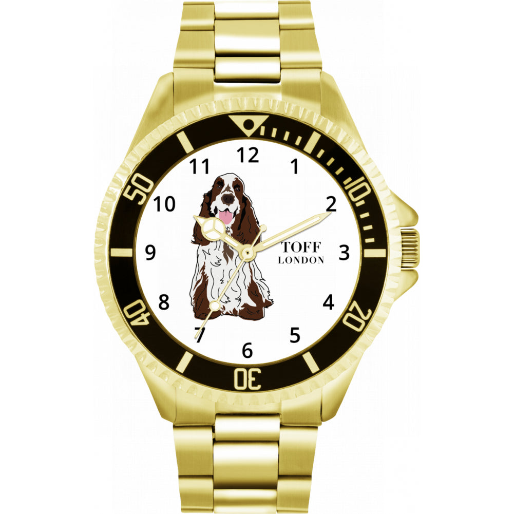 Mens Brown And White Cocker Spaniel Dog Watch
