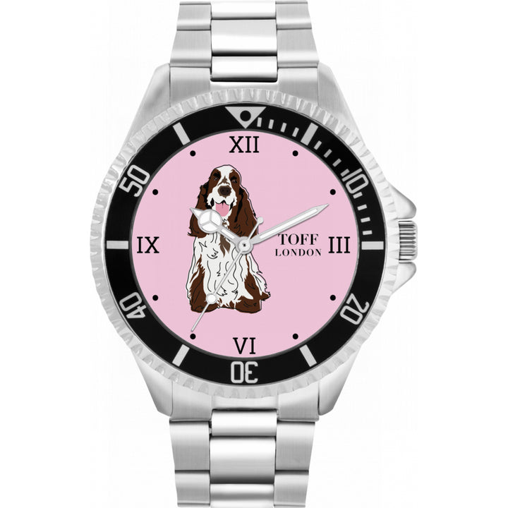 Mens Brown And White Cocker Spaniel Dog Watch
