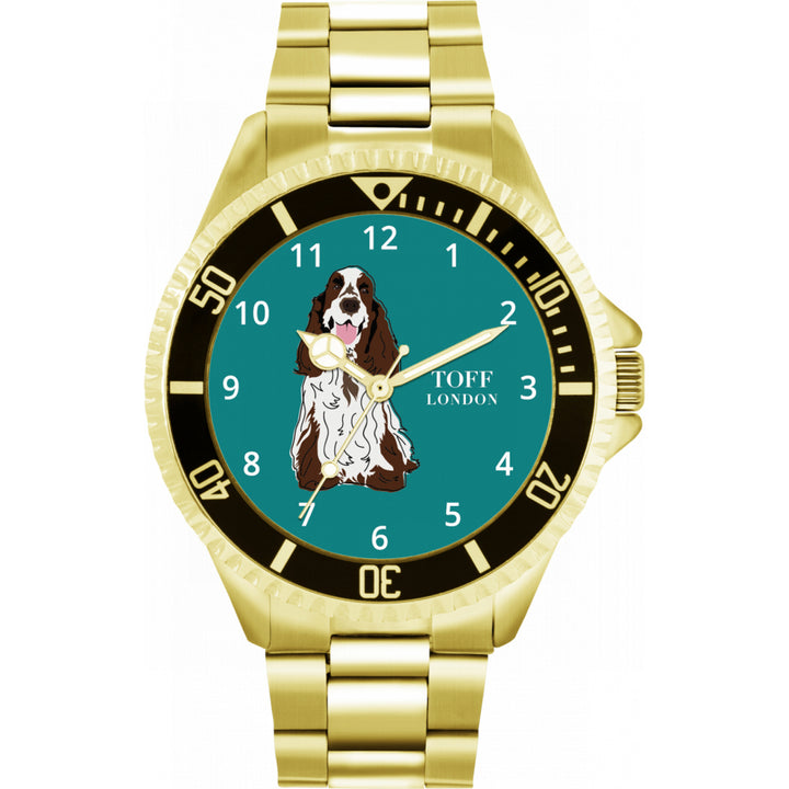 Mens Brown And White Cocker Spaniel Dog Watch