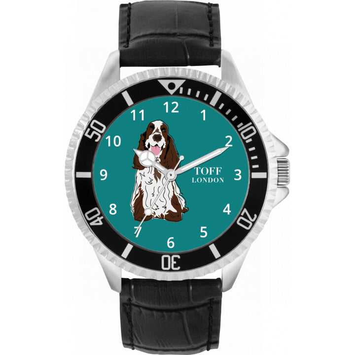 Mens Brown And White Cocker Spaniel Dog Watch
