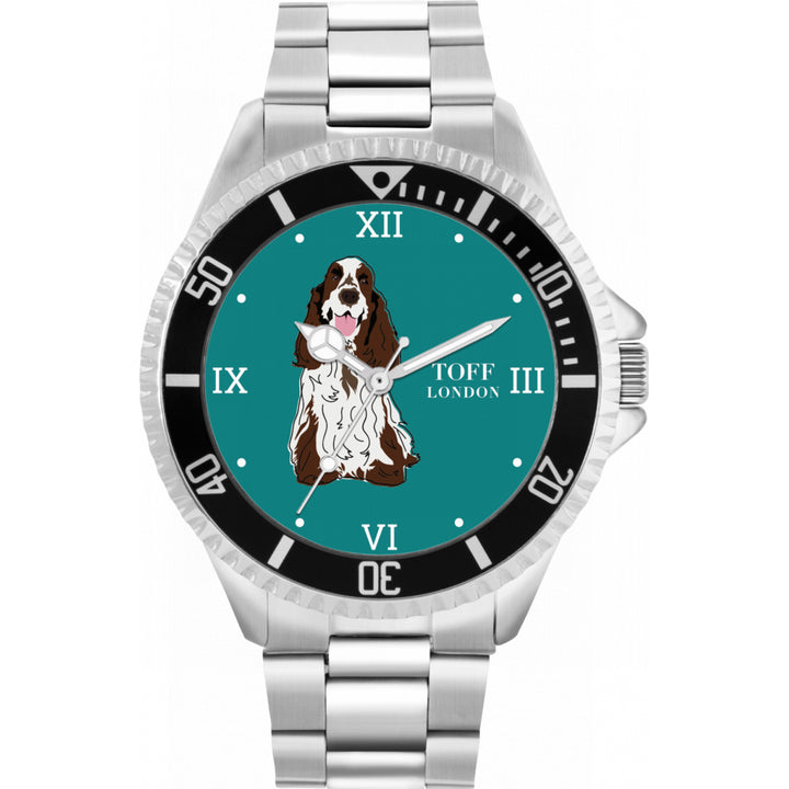 Mens Brown And White Cocker Spaniel Dog Watch