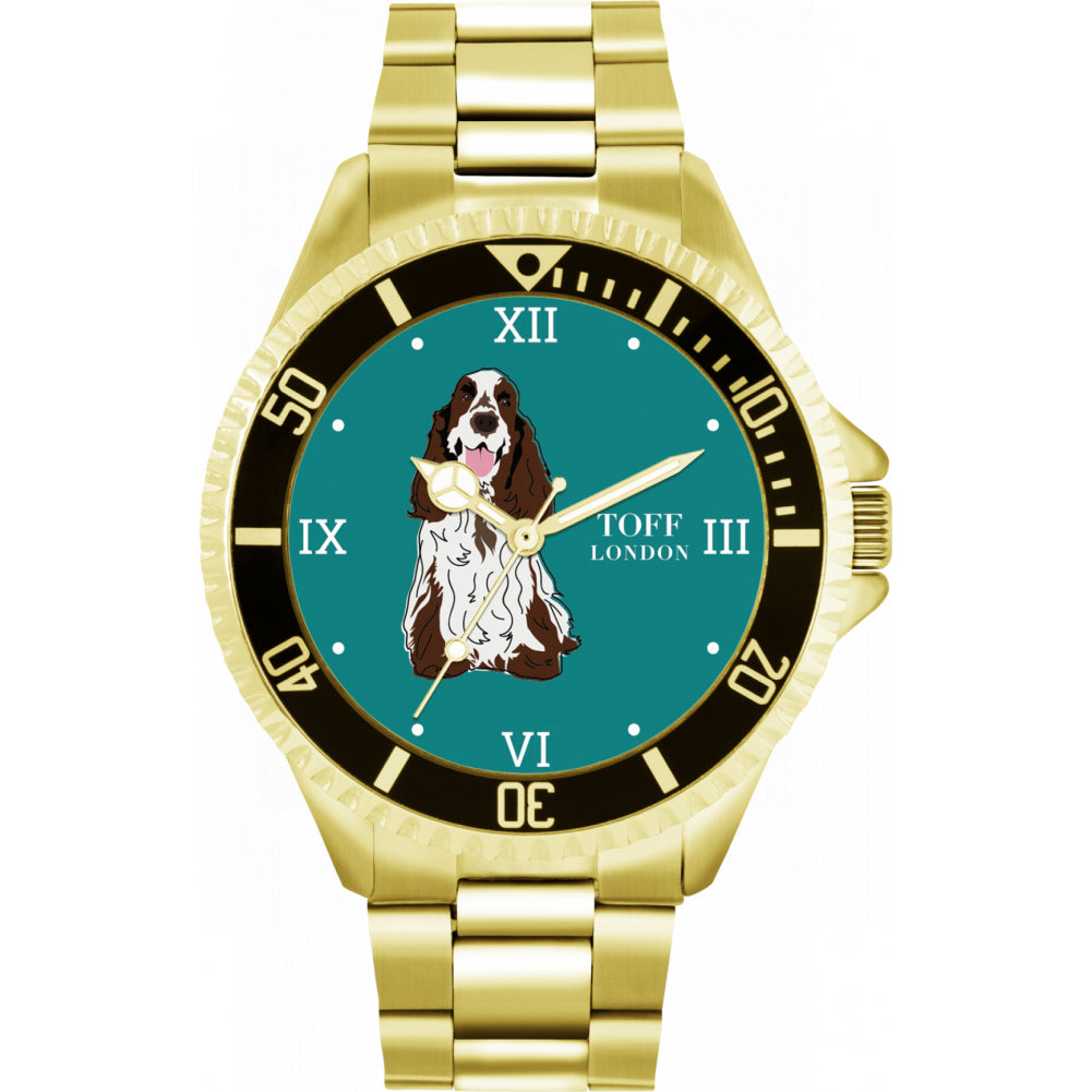 Mens Brown And White Cocker Spaniel Dog Watch