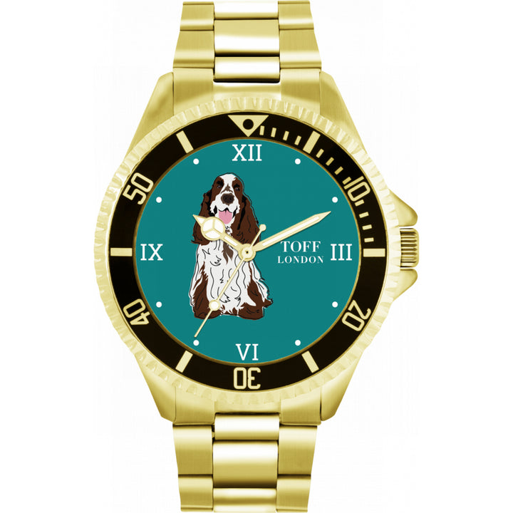 Mens Brown And White Cocker Spaniel Dog Watch