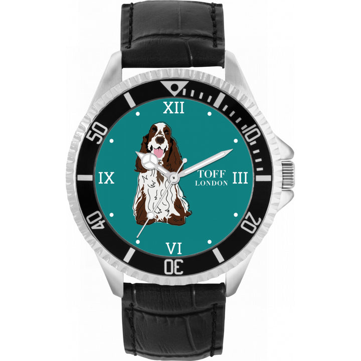 Mens Brown And White Cocker Spaniel Dog Watch