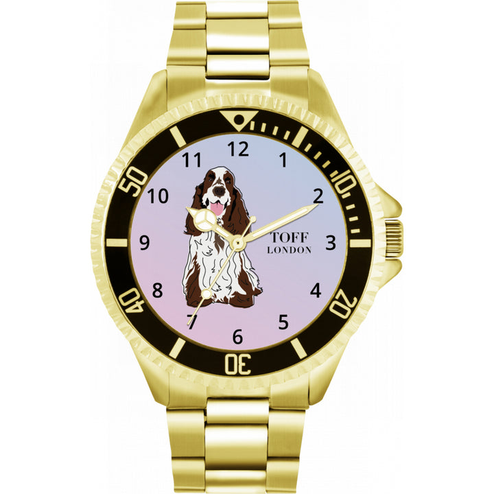 Mens Brown And White Cocker Spaniel Dog Watch