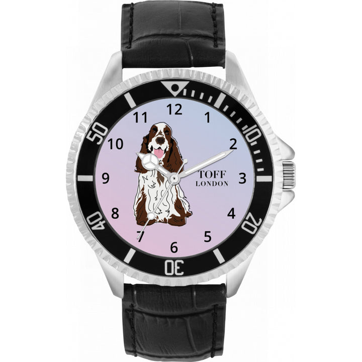 Mens Brown And White Cocker Spaniel Dog Watch