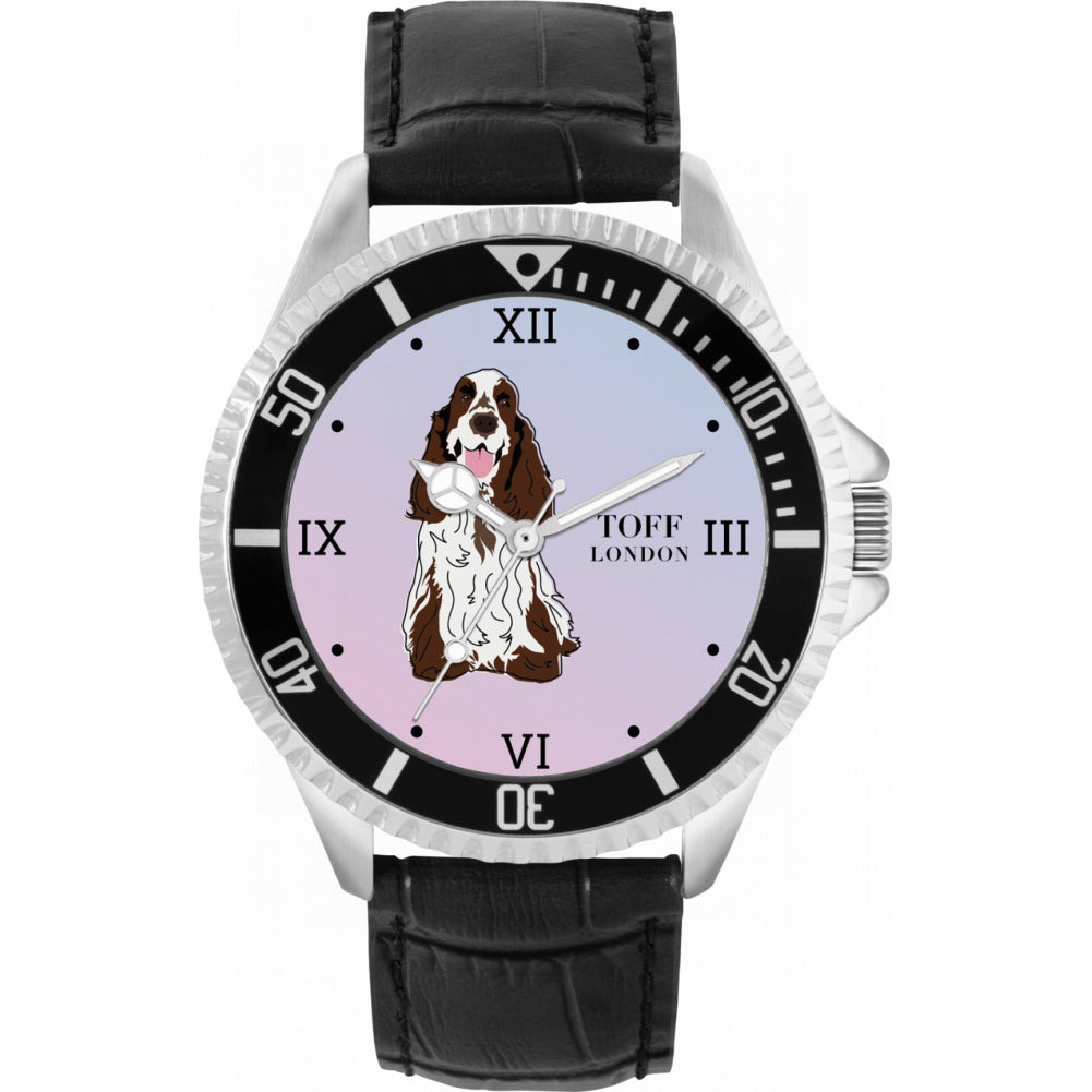 Mens Brown And White Cocker Spaniel Dog Watch