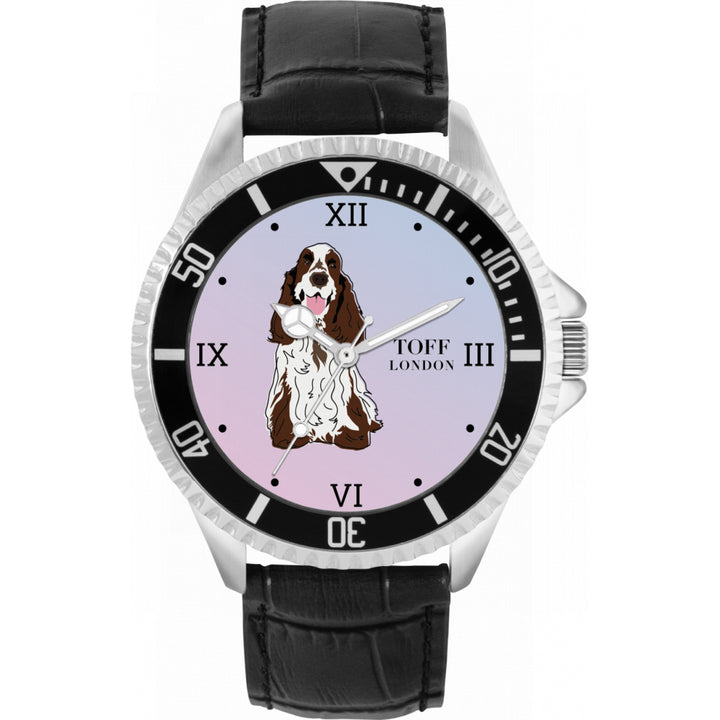 Mens Brown And White Cocker Spaniel Dog Watch