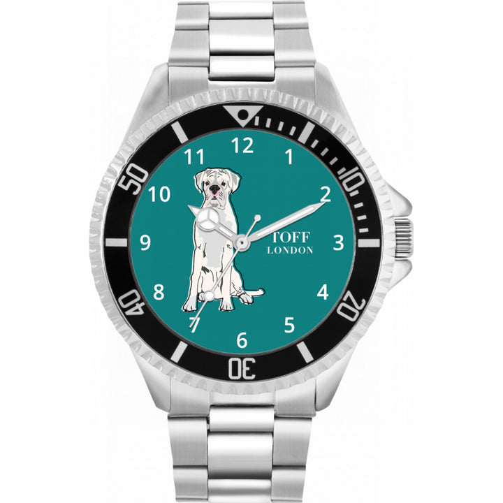 Mens White Boxer Dog Watch