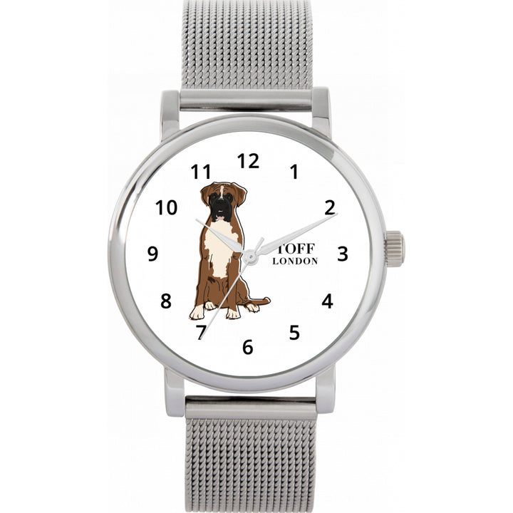 Ladies Brown And White Boxer Dog Watch