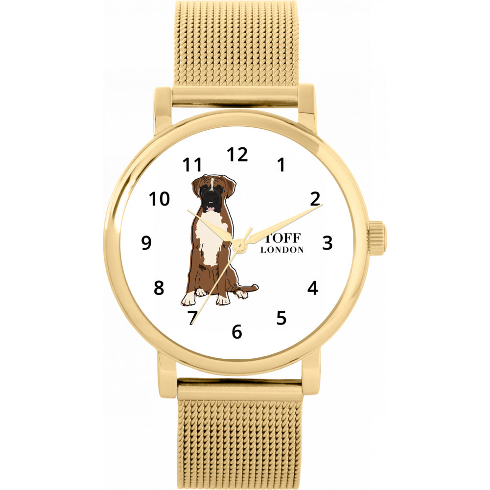 Ladies Brown And White Boxer Dog Watch